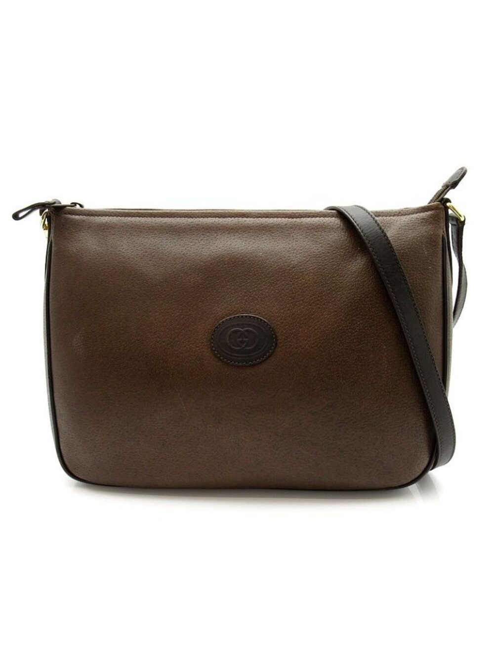 Gucci Vintage Shoulder Bag Leather Brown